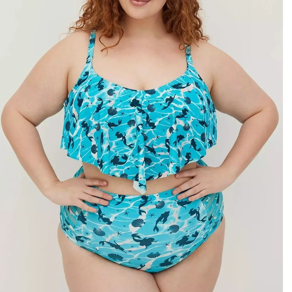 Torrid‎ Top Size 2 Bottom 1 Disney Little Mermaid Two Piece Bikini Swimsuit